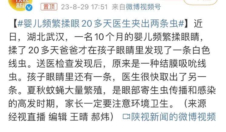 近期多发！眼睛里长虫子？出现这些症状要警惕……（胆小慎入）配图